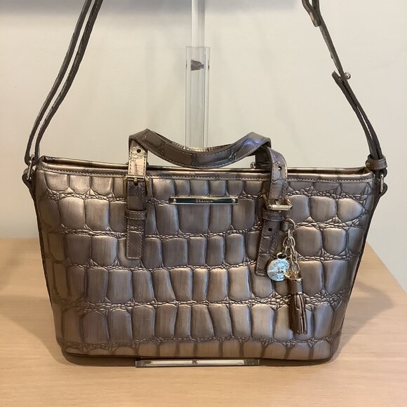 BRAND NEW Gorgeous Brahmin - Taupe Glossy Satchel Shoulder Bag